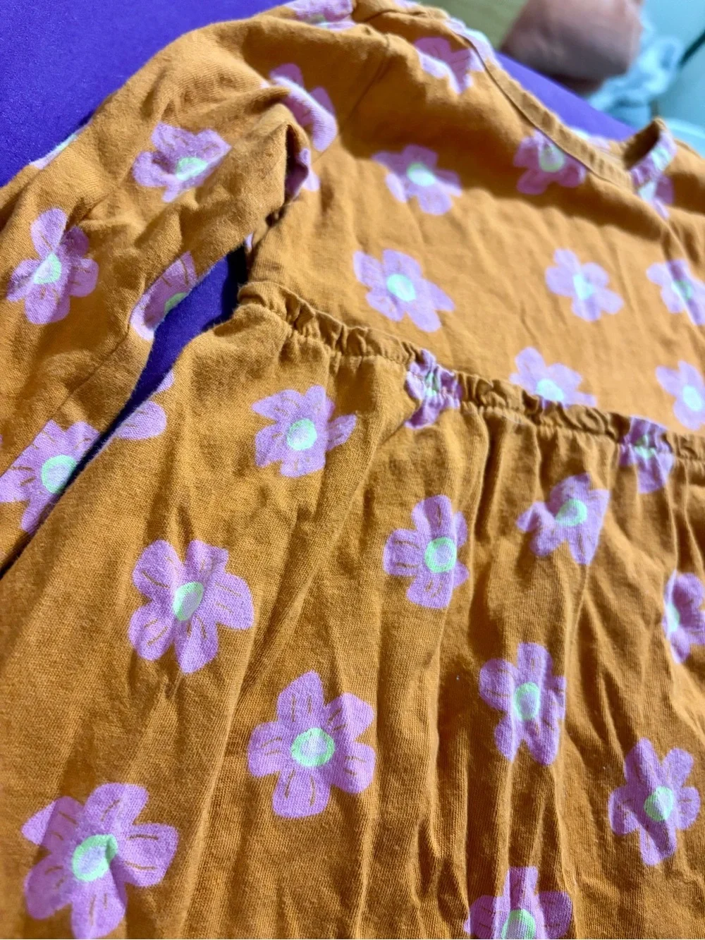 Old Navy Orange and Pink Floral Long Sleeve Dress